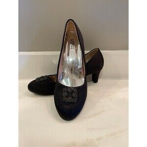 Badgley Mischka Rhinestone Black Dressy Elegant Heels Size 6 Like New Pumps